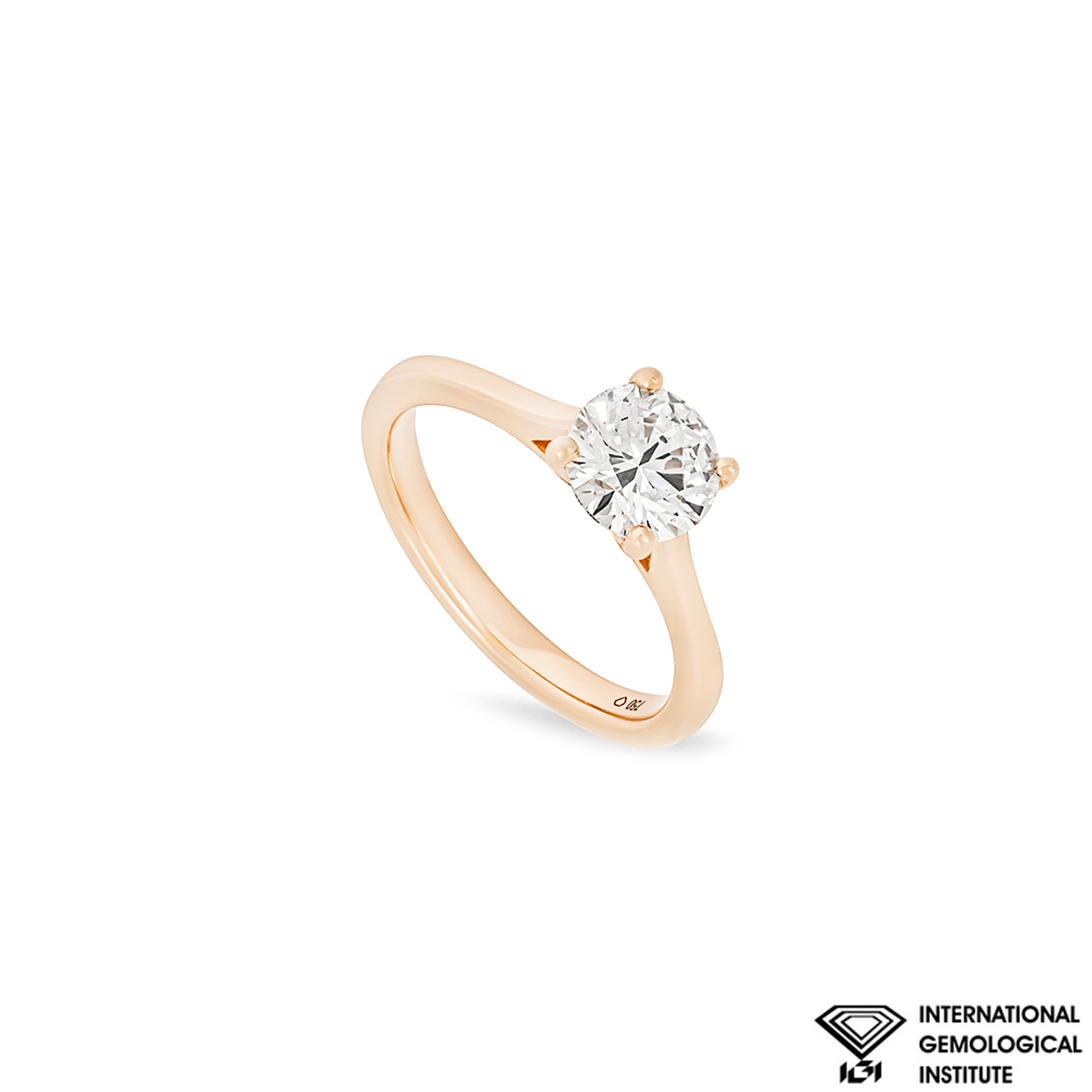 Rose Gold Round Brilliant Cut Lab Grown Diamond Ring 1.19ct G/VVS2 XXX